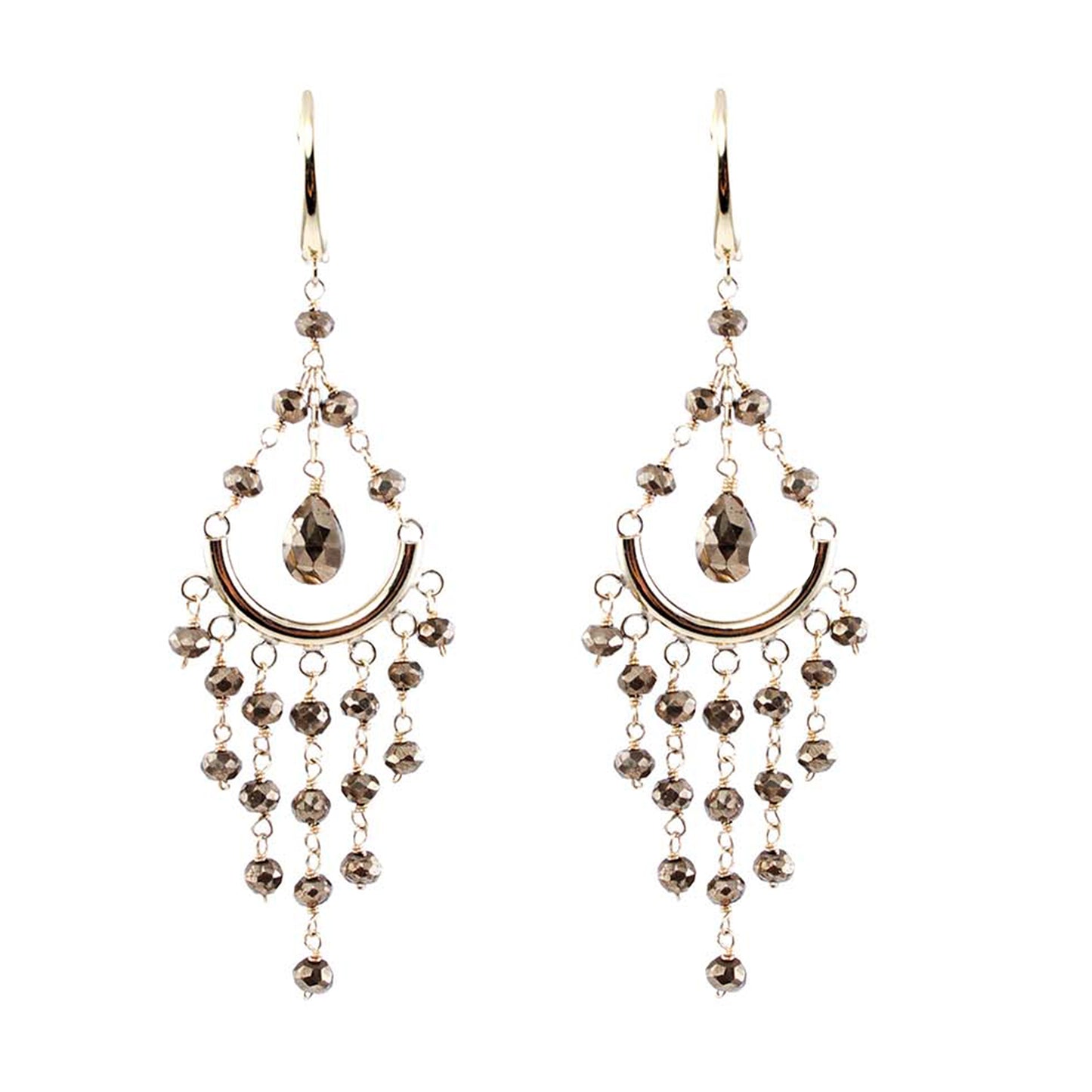 14k Chrome Diopside or Pyrite Chandelier Leverback Earrings