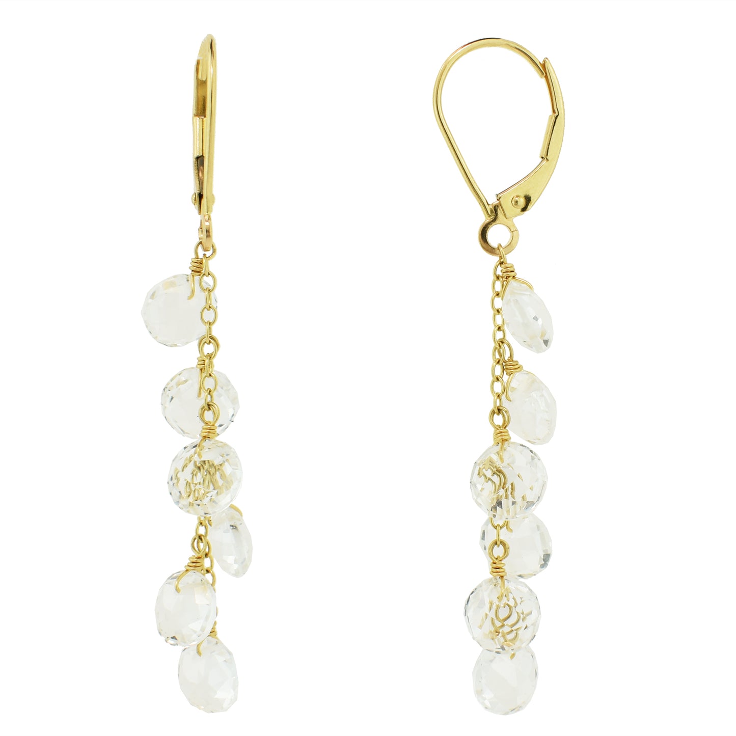 14k White Topaz Coin Leverback Earring