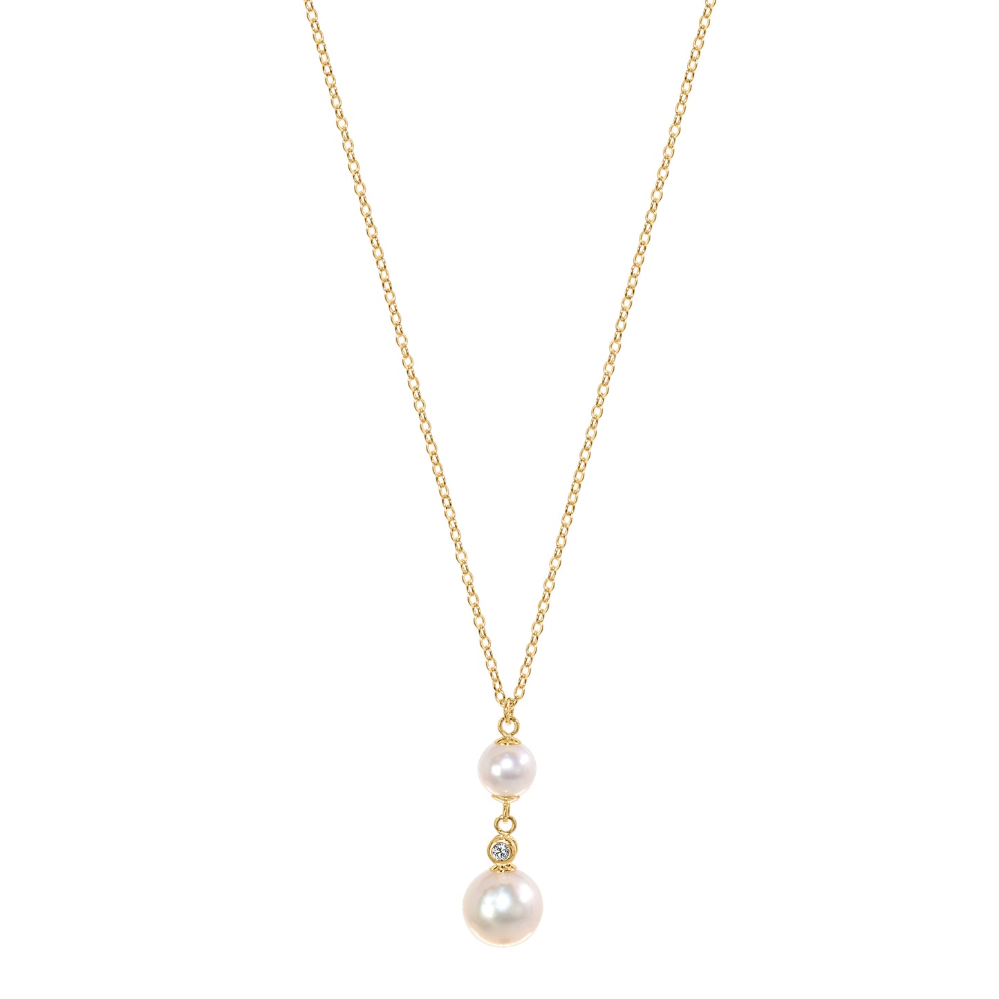 14k White Freshwater Pearl Diamond Drop Pendant Necklace 18"