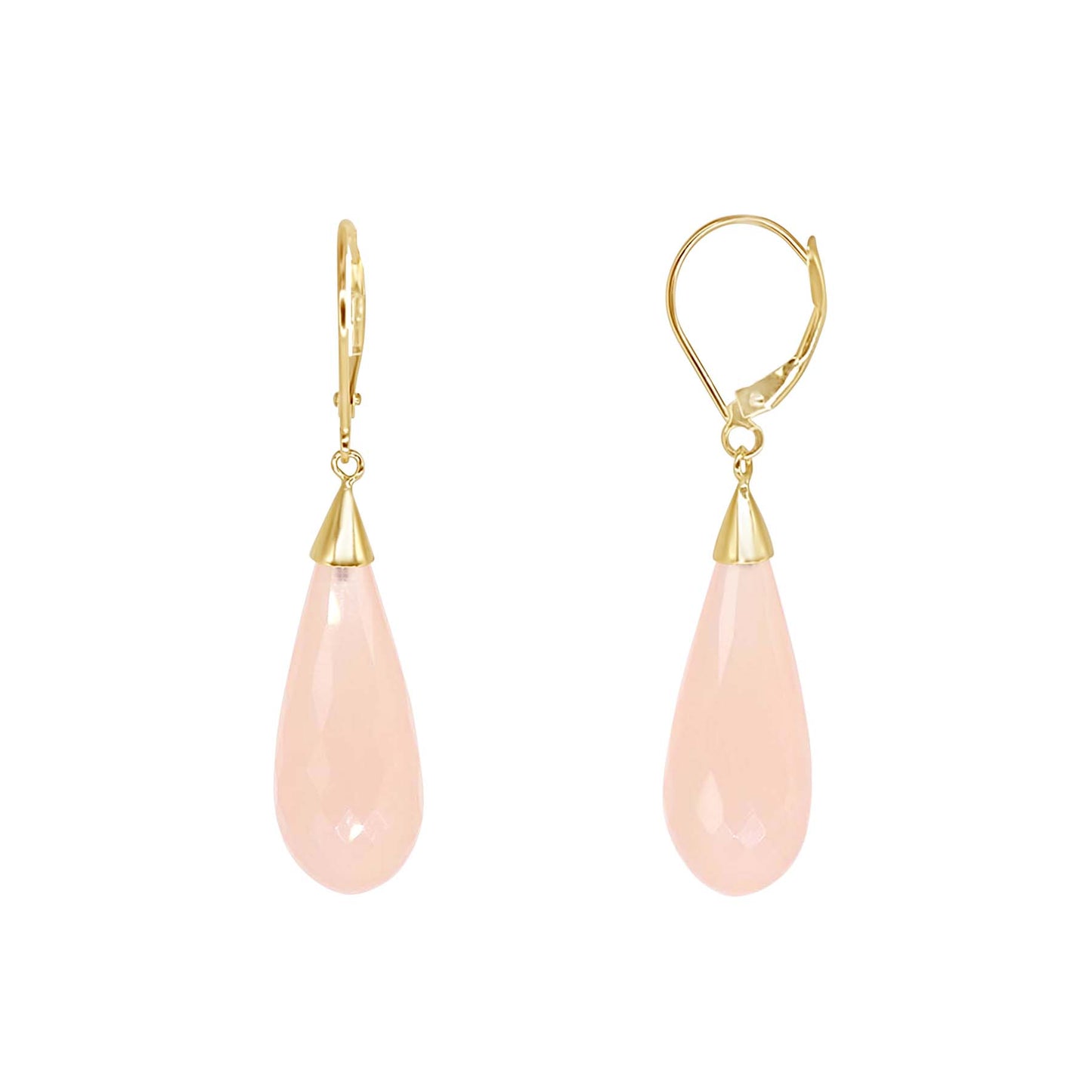 14k Pink Chalcedony Drop Leverback Earring freeshipping - Jewelmak Shop