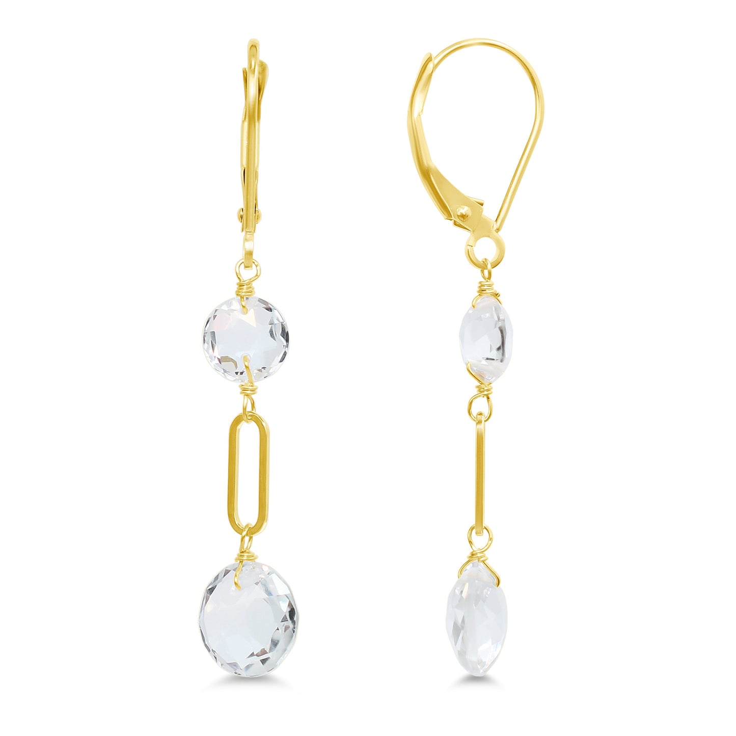 14k Gemstones Coin Shape Leverback Earring