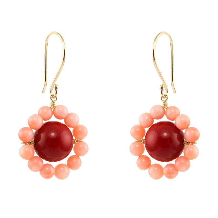 14k Dyed Natural Coral Earrings freeshipping - Jewelmak Shop