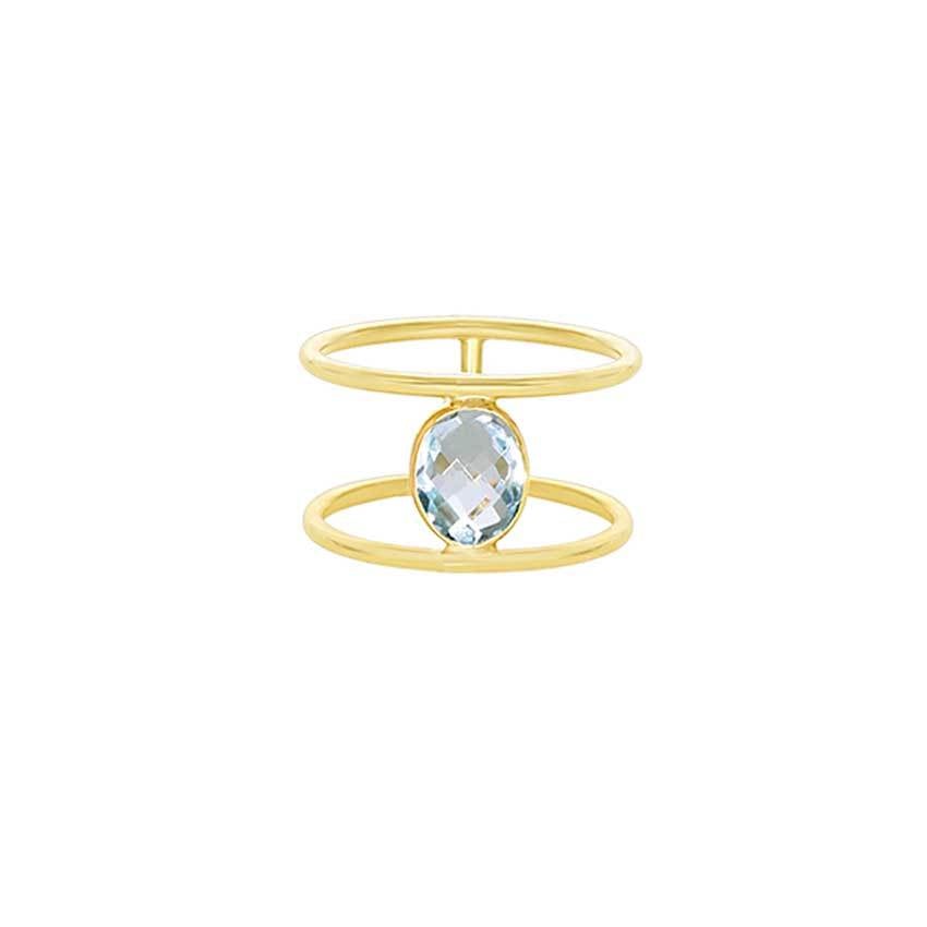 14k Faceted Oval Topaz Bezel Ring freeshipping - Jewelmak Shop