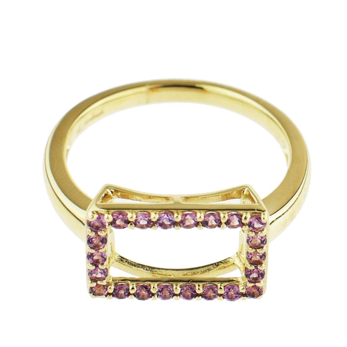 14k Rhodolite Hollow Rectangle Centered Ring freeshipping - Jewelmak Shop