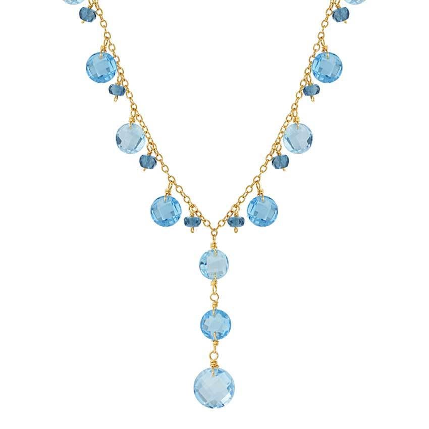 14k Shaded Blue Topaz Y Necklace 17" freeshipping - Jewelmak Shop