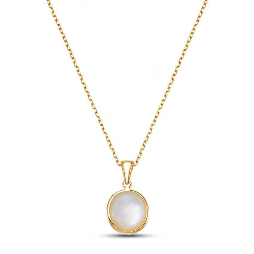 14k Mother of Pearl Oval Pendant Necklace 16/17/18" freeshipping - Jewelmak Shop