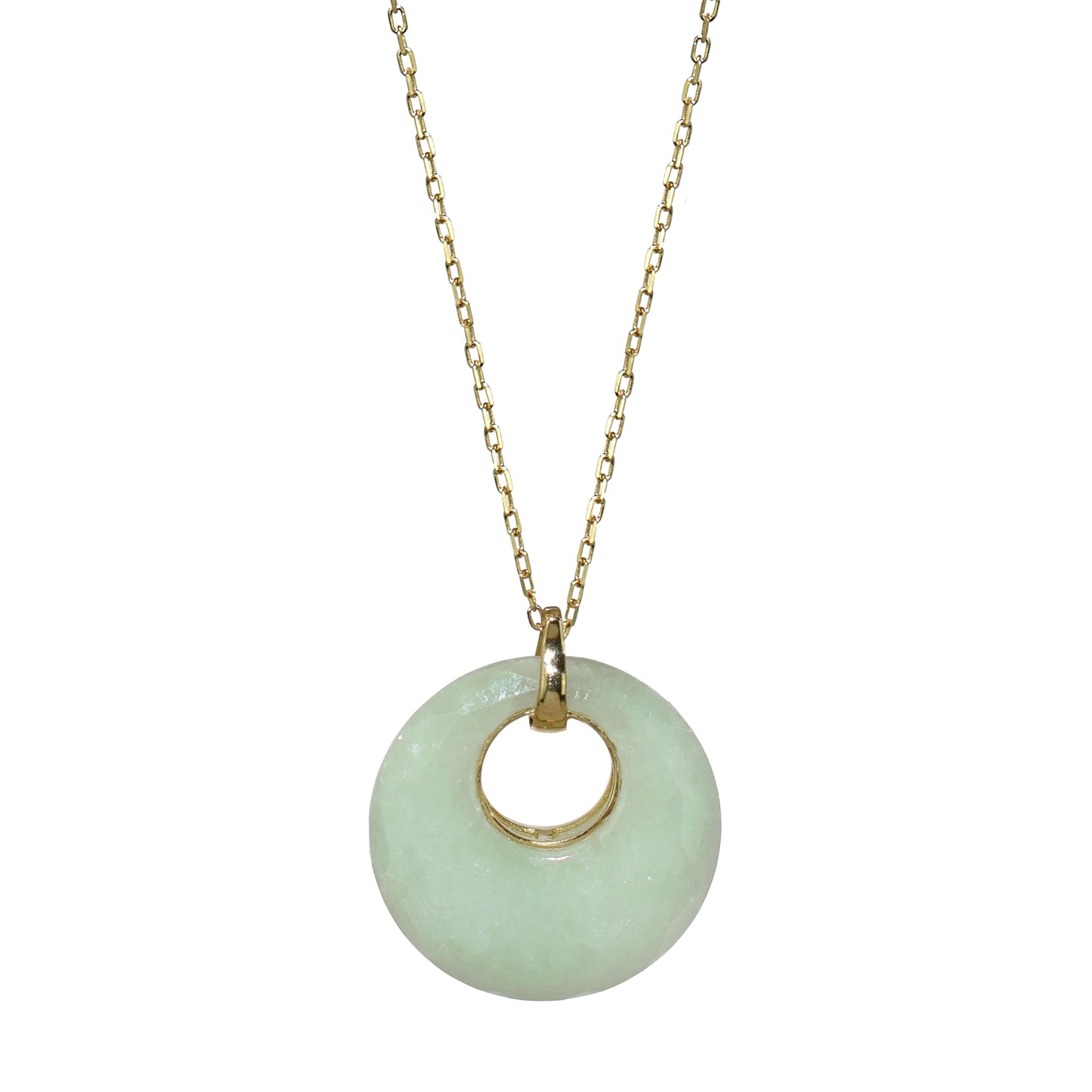 14k Natural Jade Open Circle Pendant Necklace 18"