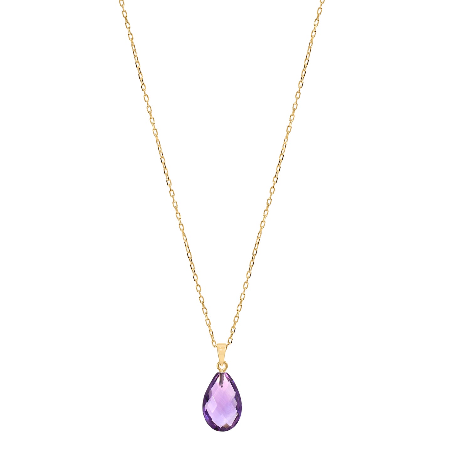 14k Blue Topaz or Amethyst Pear Pendant Necklace 17"