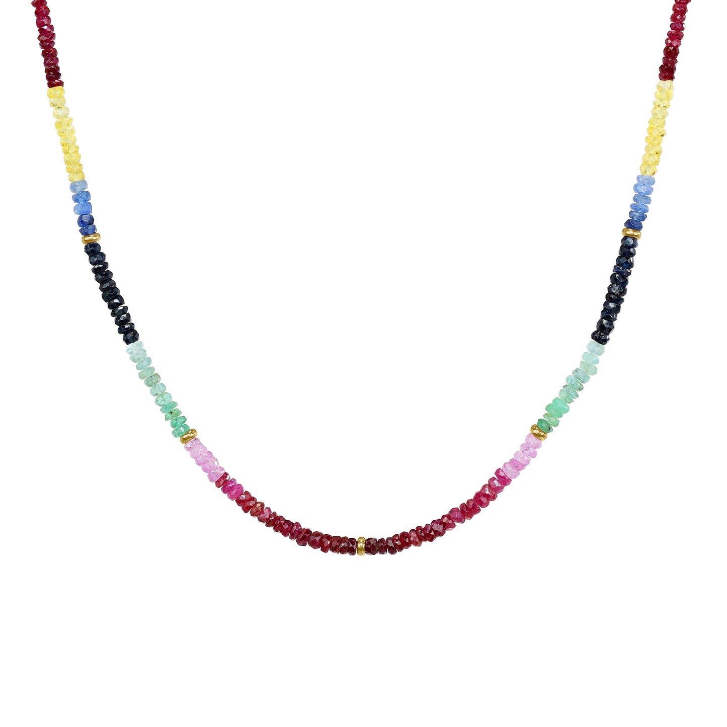 14k Multi-Gemstone Gold Roundel Necklace 17/18"