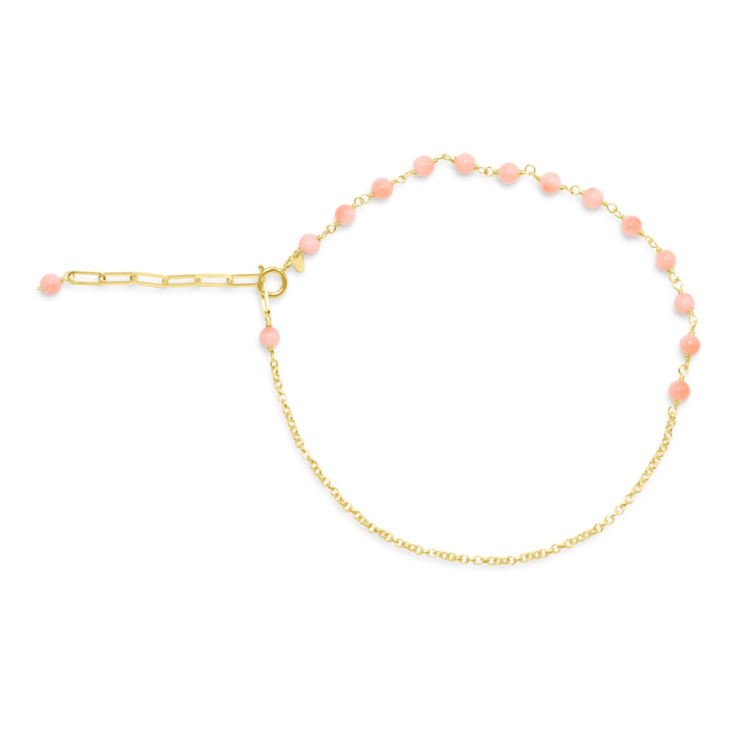 14k Link Gold Chain Anklet Turquoise or Coral 9.5"