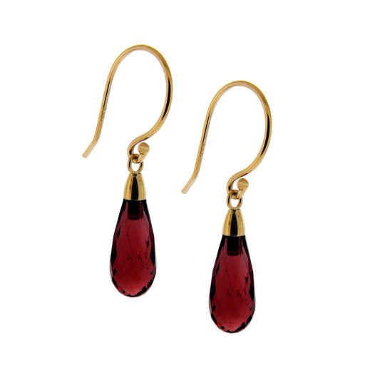 14k Garnet Briolette Hook Drop Earrings