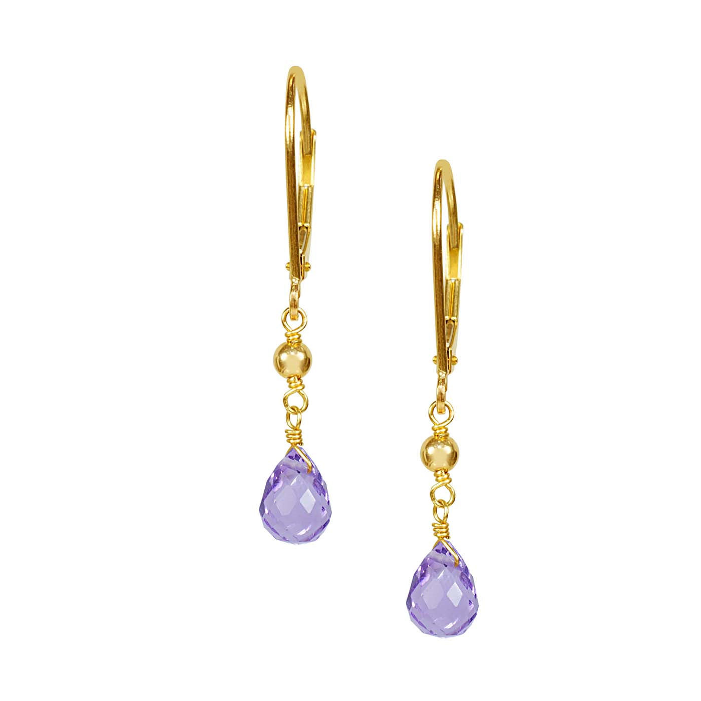 14k Amethyst Briolette Earrings