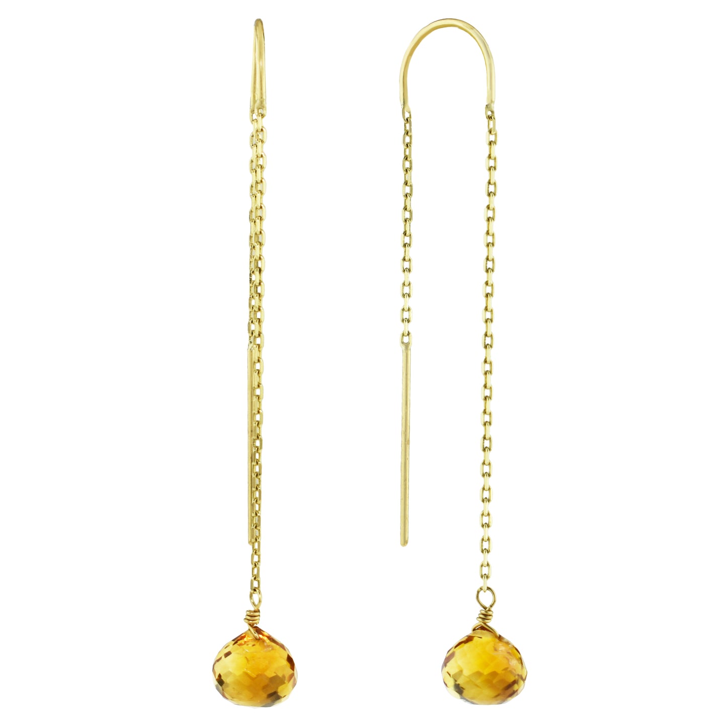 14k Gemstone Threader Earring