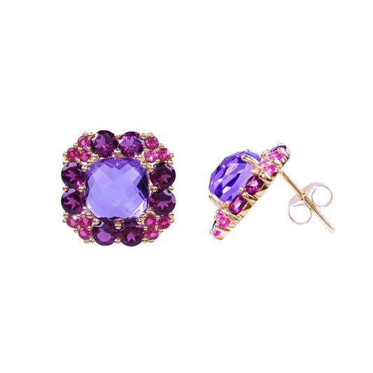 14k Multi Gemstone Post Earring