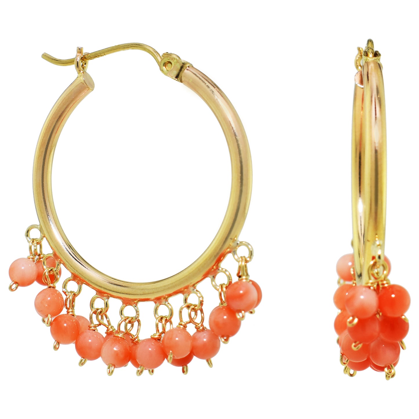 14k Gemstone Cluster Hoop Earring