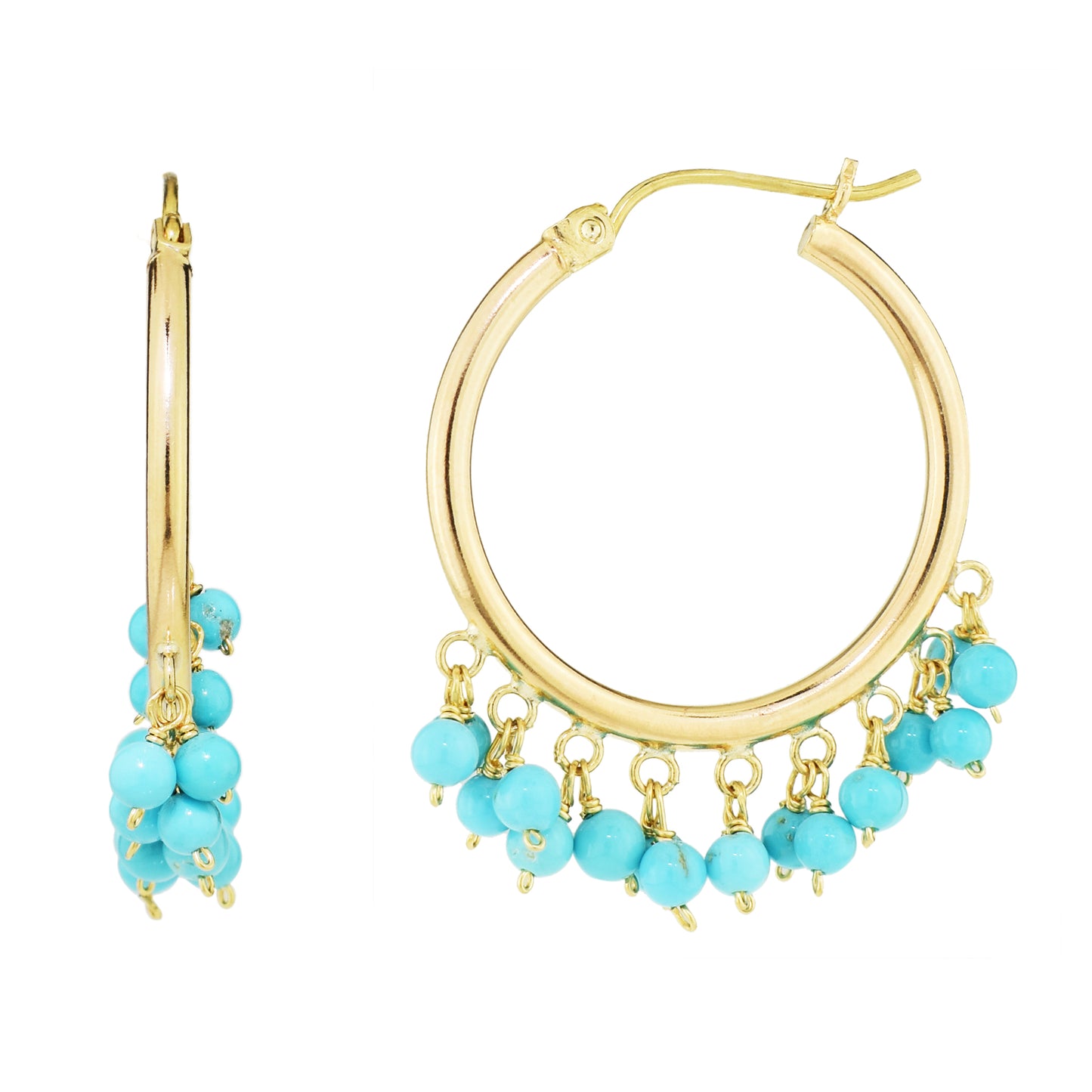 14k Gemstone Cluster Hoop Earring