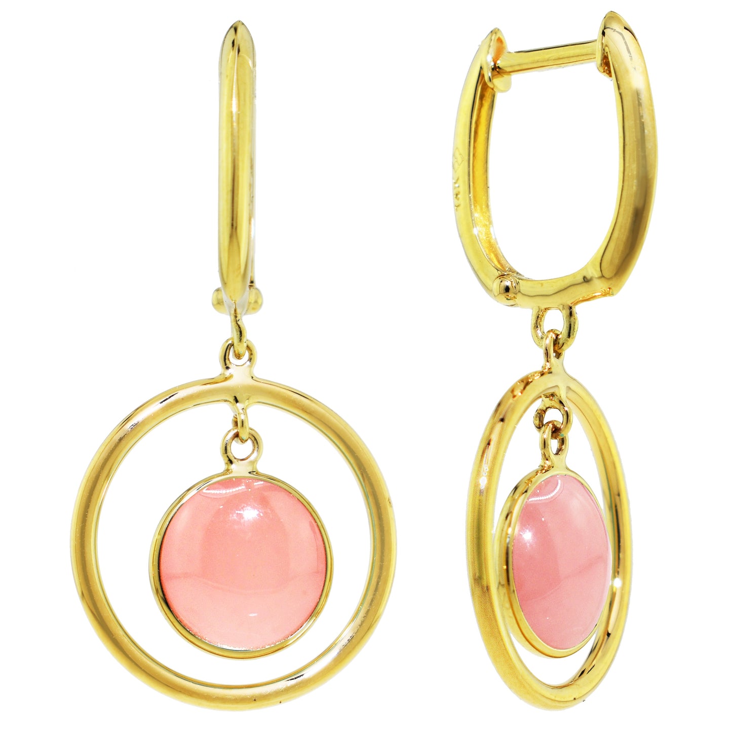 14k Gemstone Halo Hoop Earring