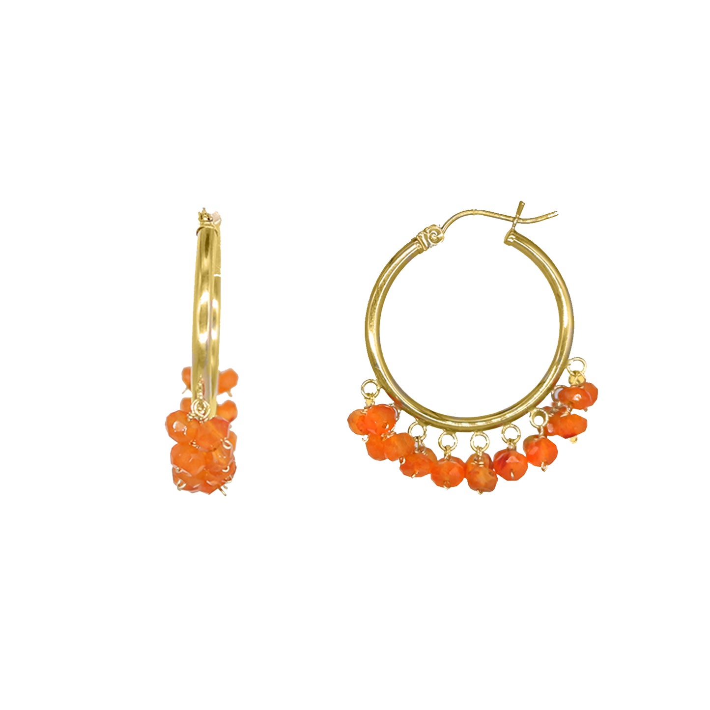 14k Gemstone Cluster Hoop Earring