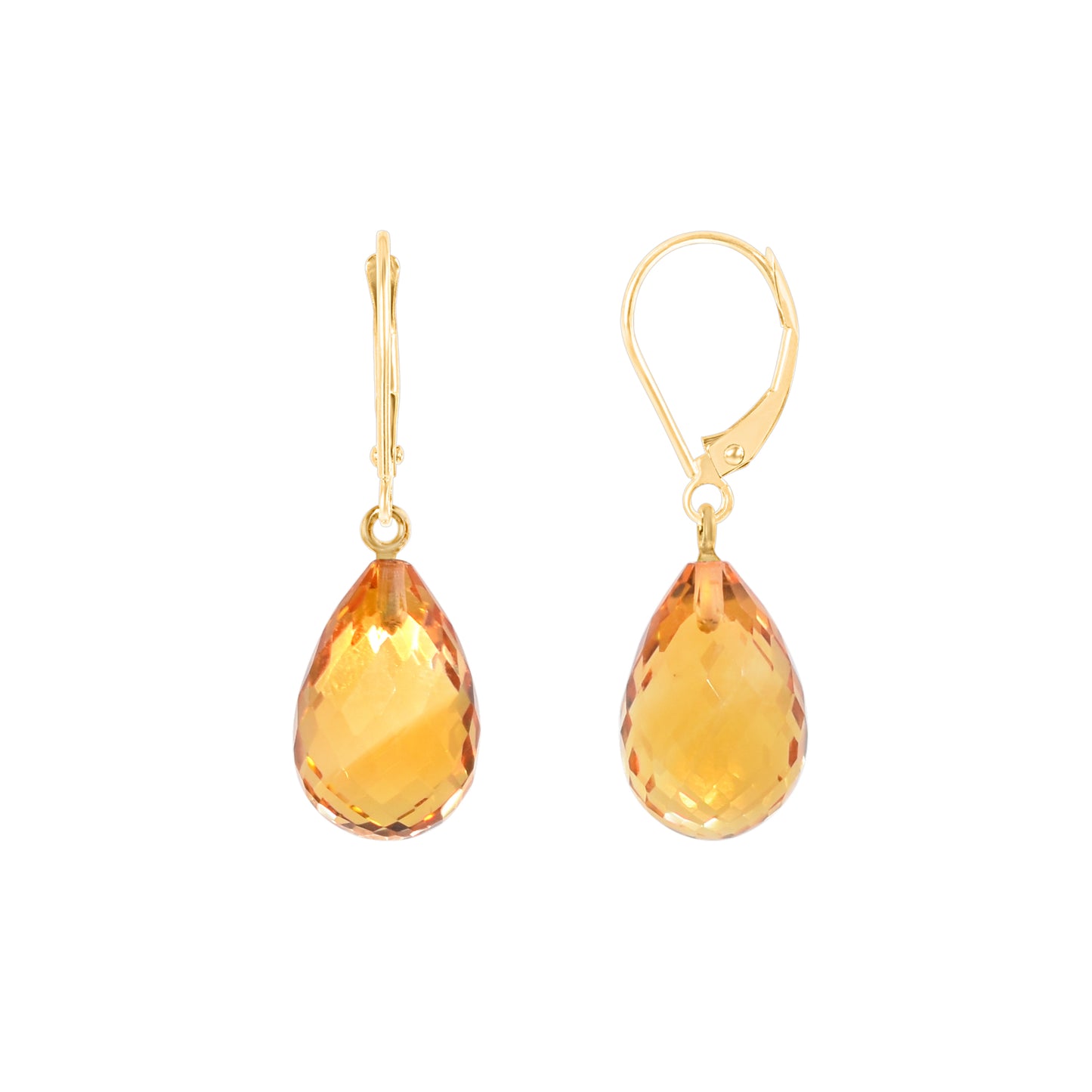 14k Amethyst or Citrine Drop Leverback Earring