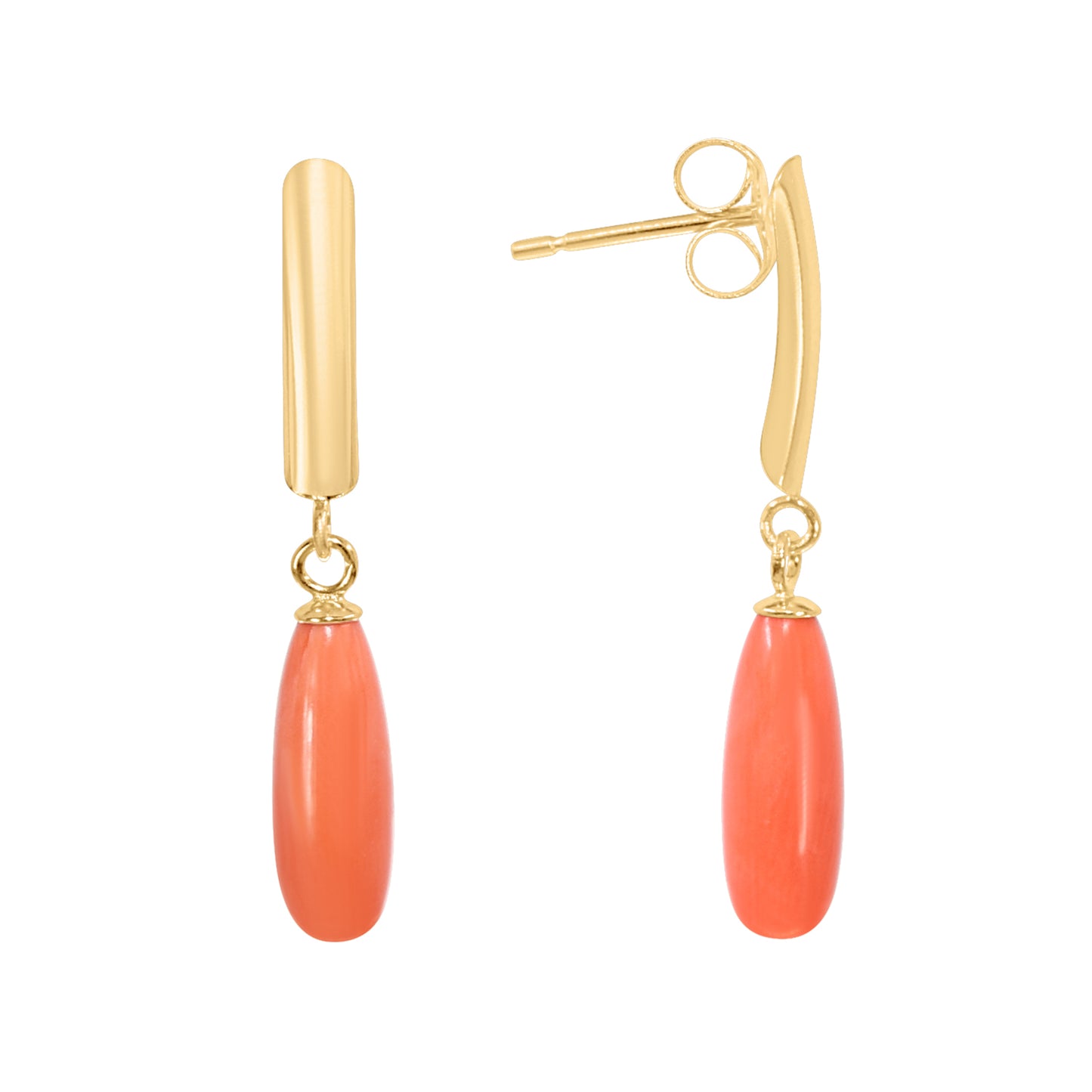 14k Momo Coral Drop Bar Post Earring