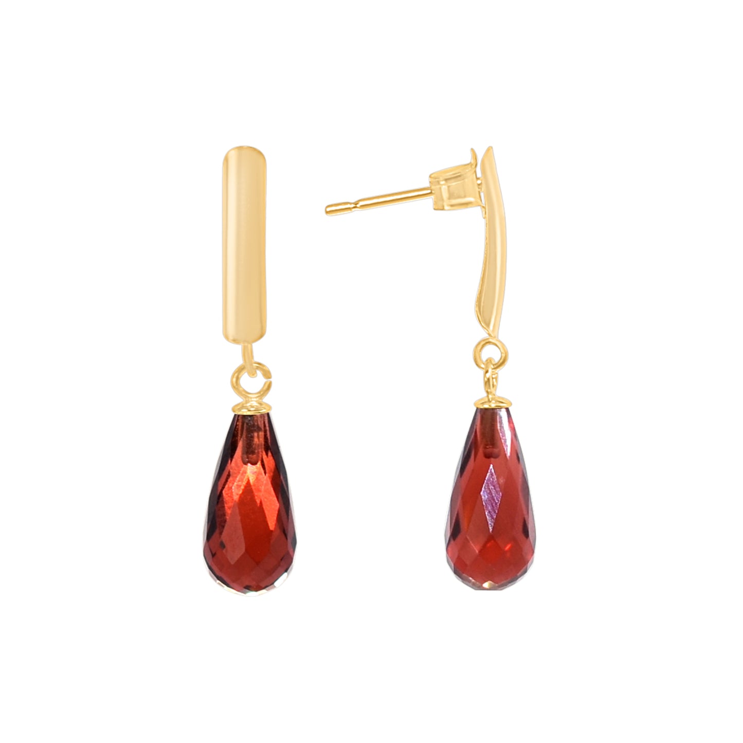 14k Gemstone Drop Bar Post Earring