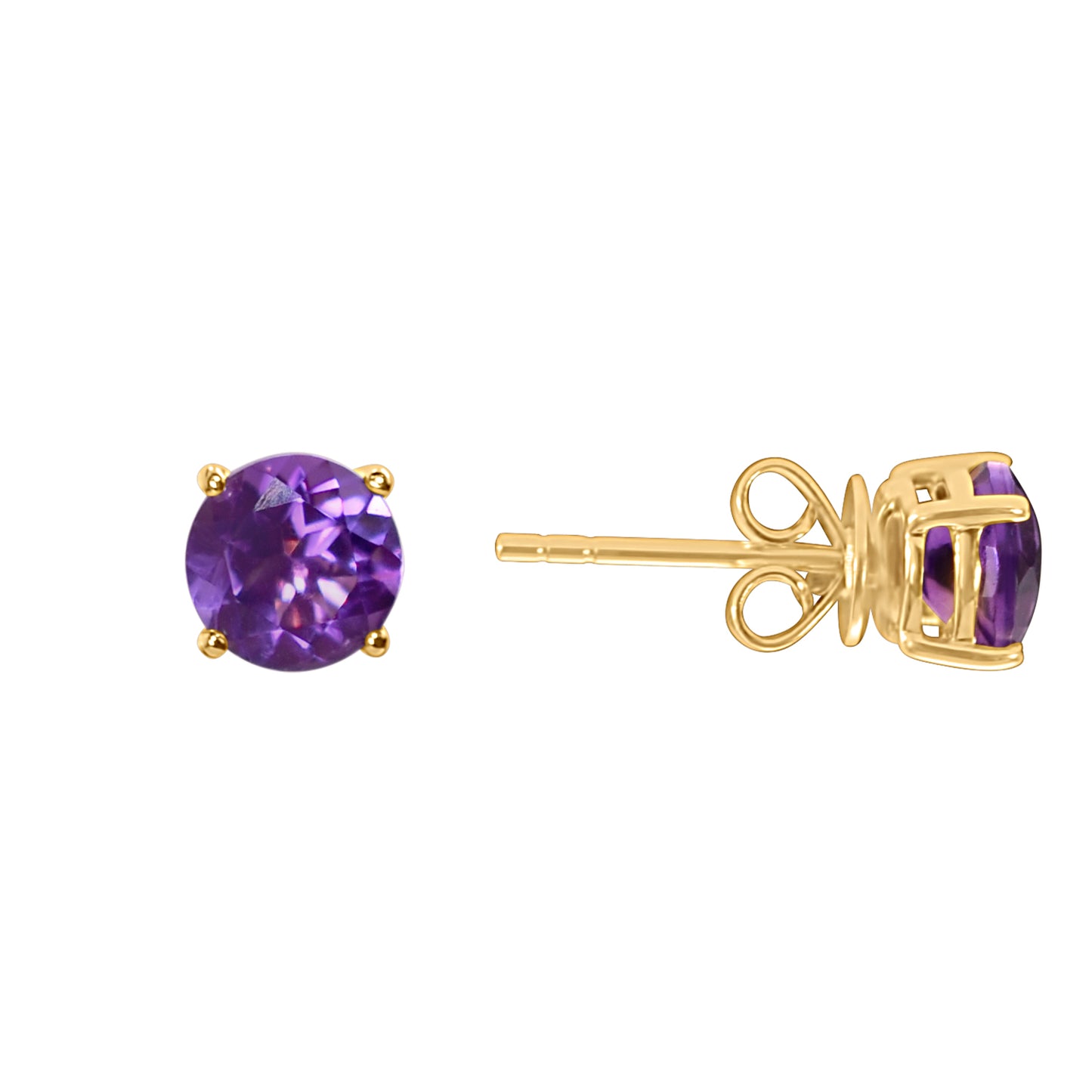 14k Amethyst 6mm Round Stud Earring