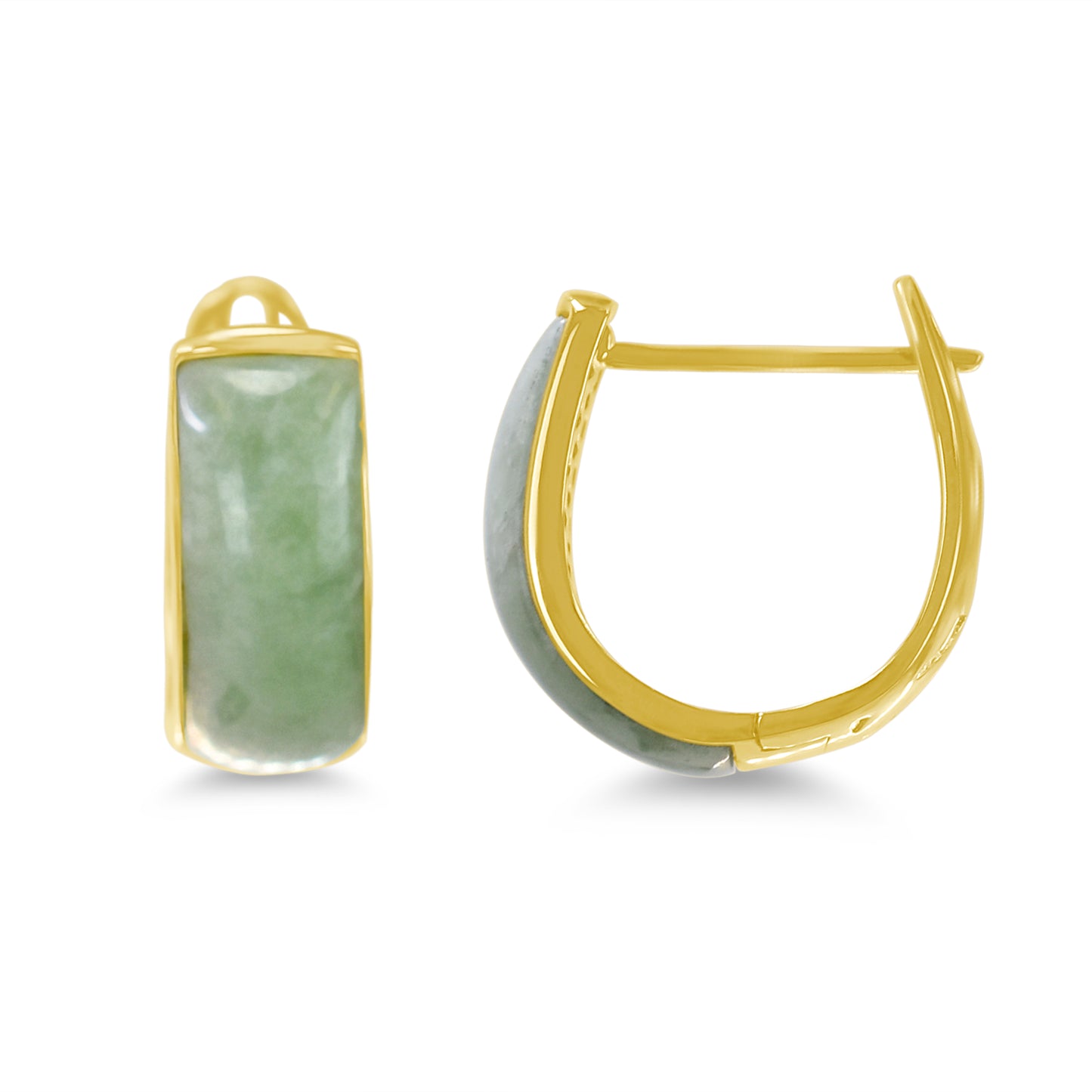 14k Natural Jade Huggie Earring