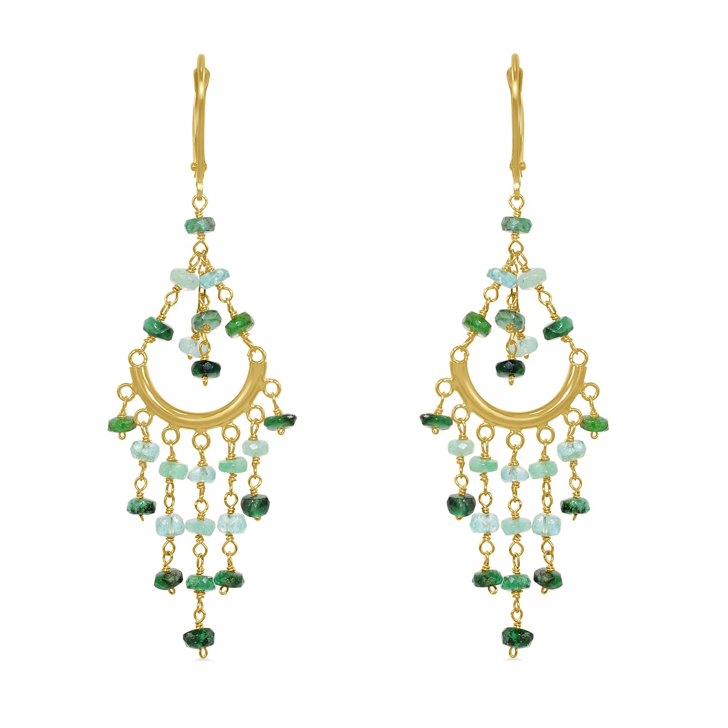 14k Multi Precious Stones Chandelier Leverback Earring