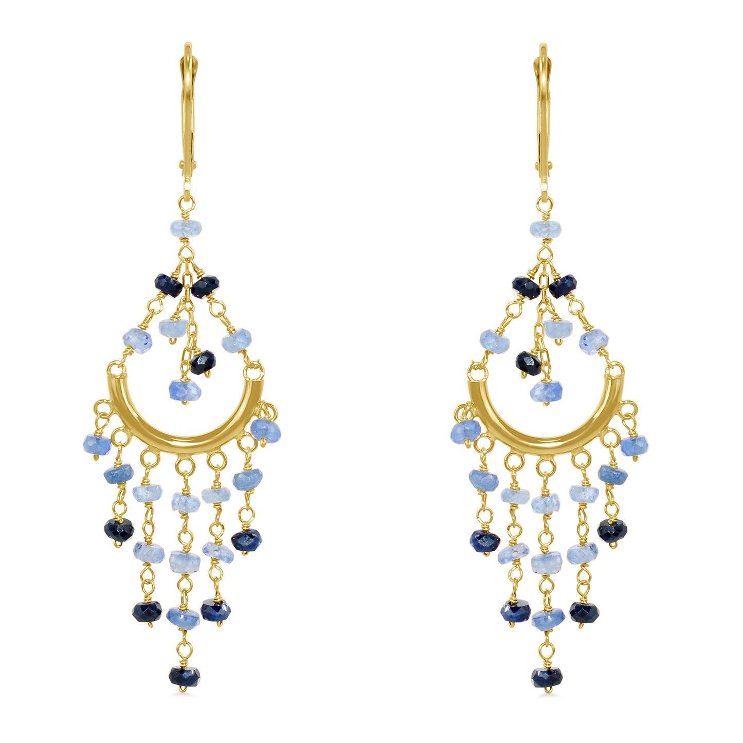 14k Multi Precious Stones Chandelier Leverback Earring