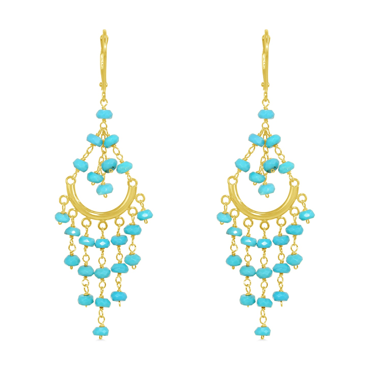 14k Multi Precious Stones Chandelier Leverback Earring