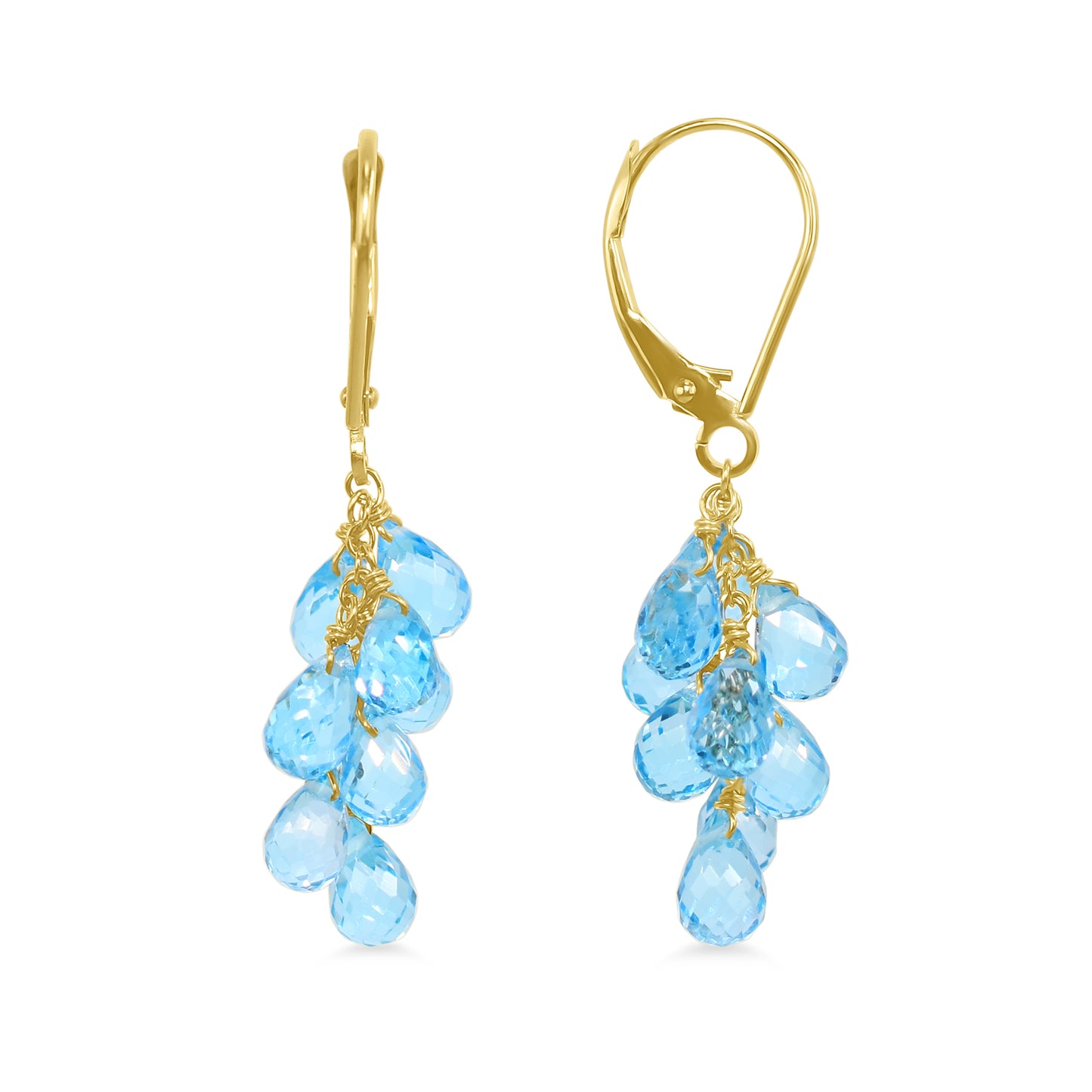 14k Gemstone Cluster Leverback Earring