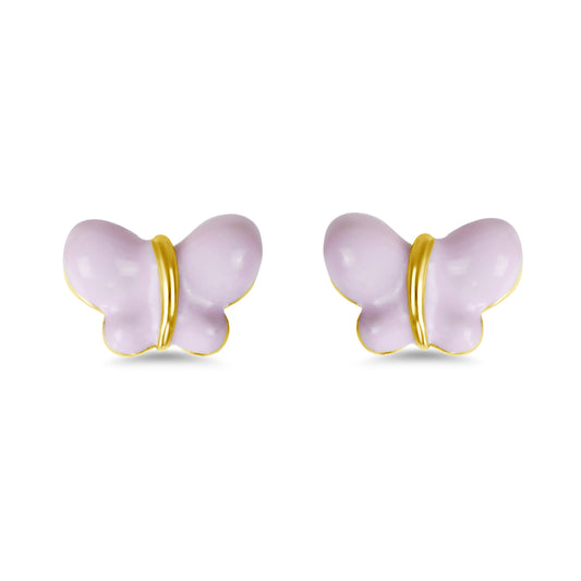 14k Enamel Butterfly Post Earring