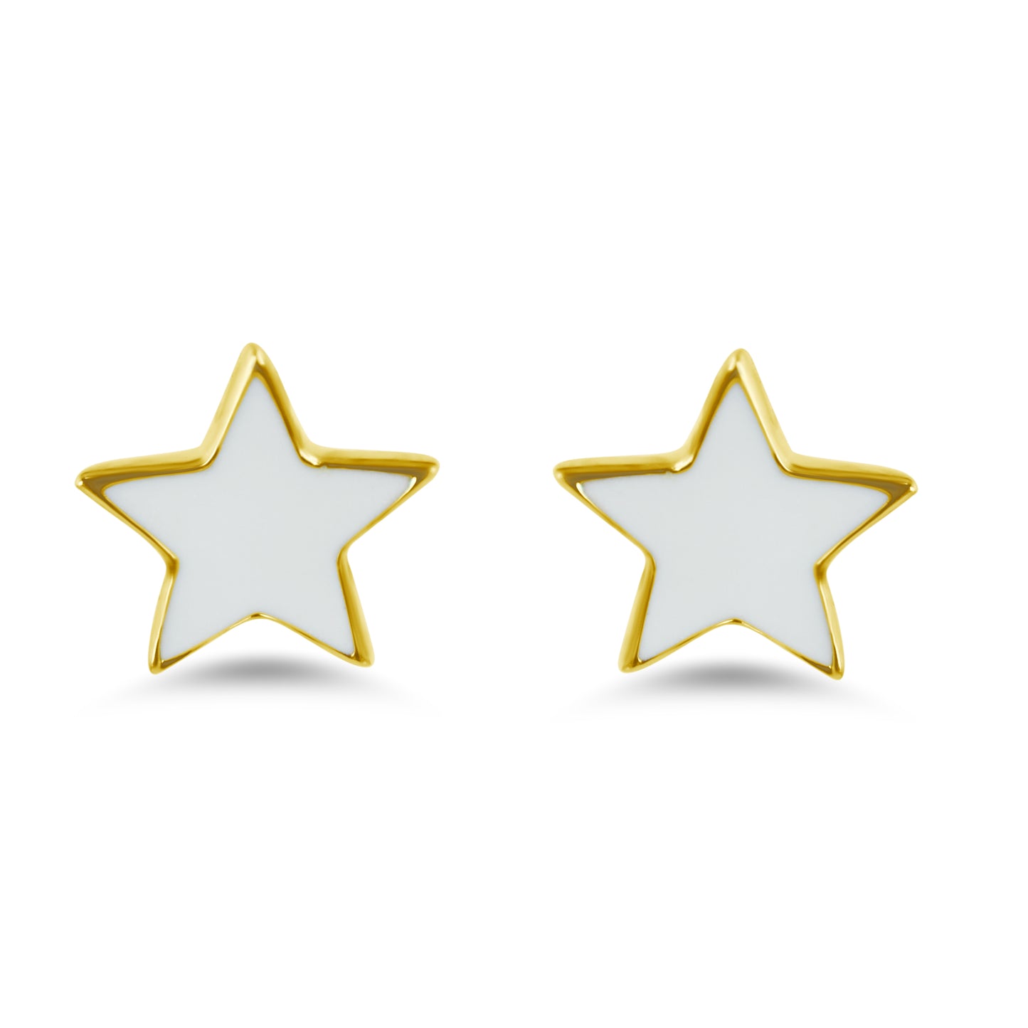 14k White Enamel Star Post Earrings