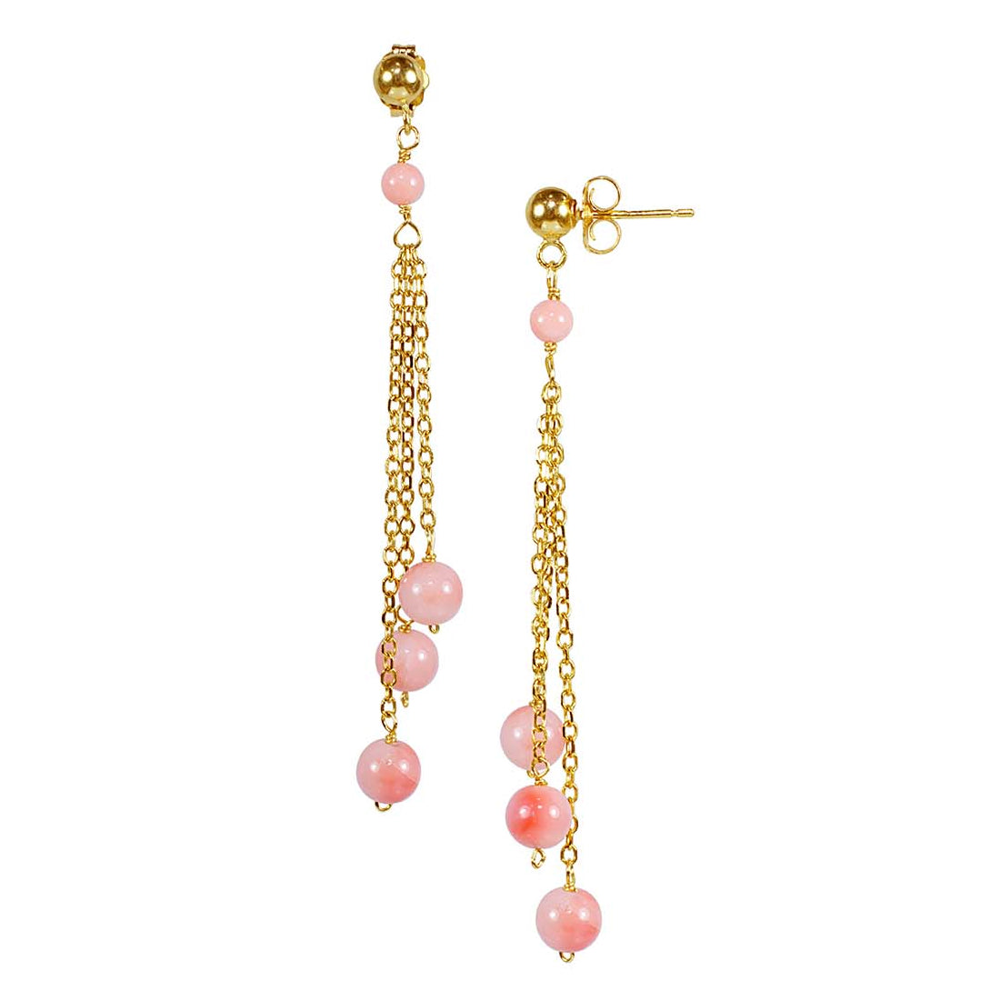 14k Natural Angel Skin Coral Post Drop Earring