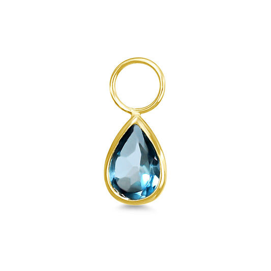 14k Pear Shaped London Blue Topaz Charm