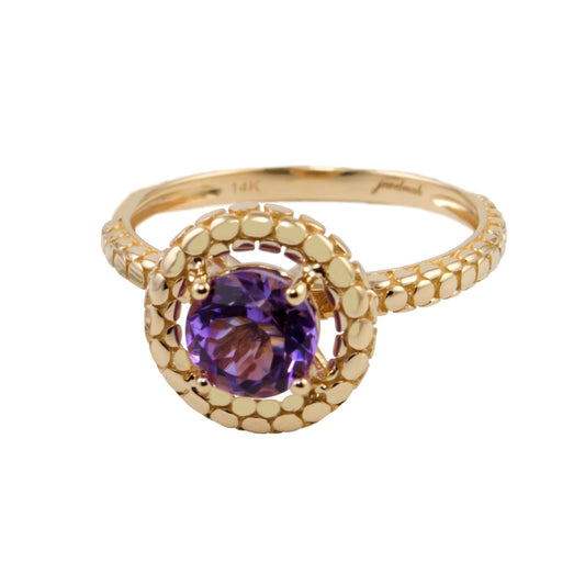 14k Amethyst Halo Ring