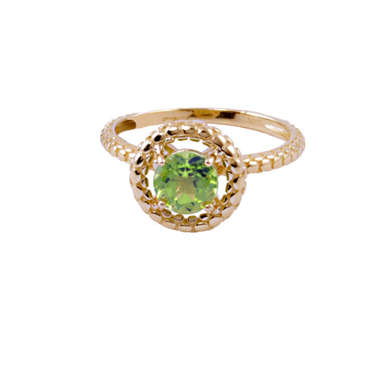 14k Yellow Gold Peridot Halo Ring