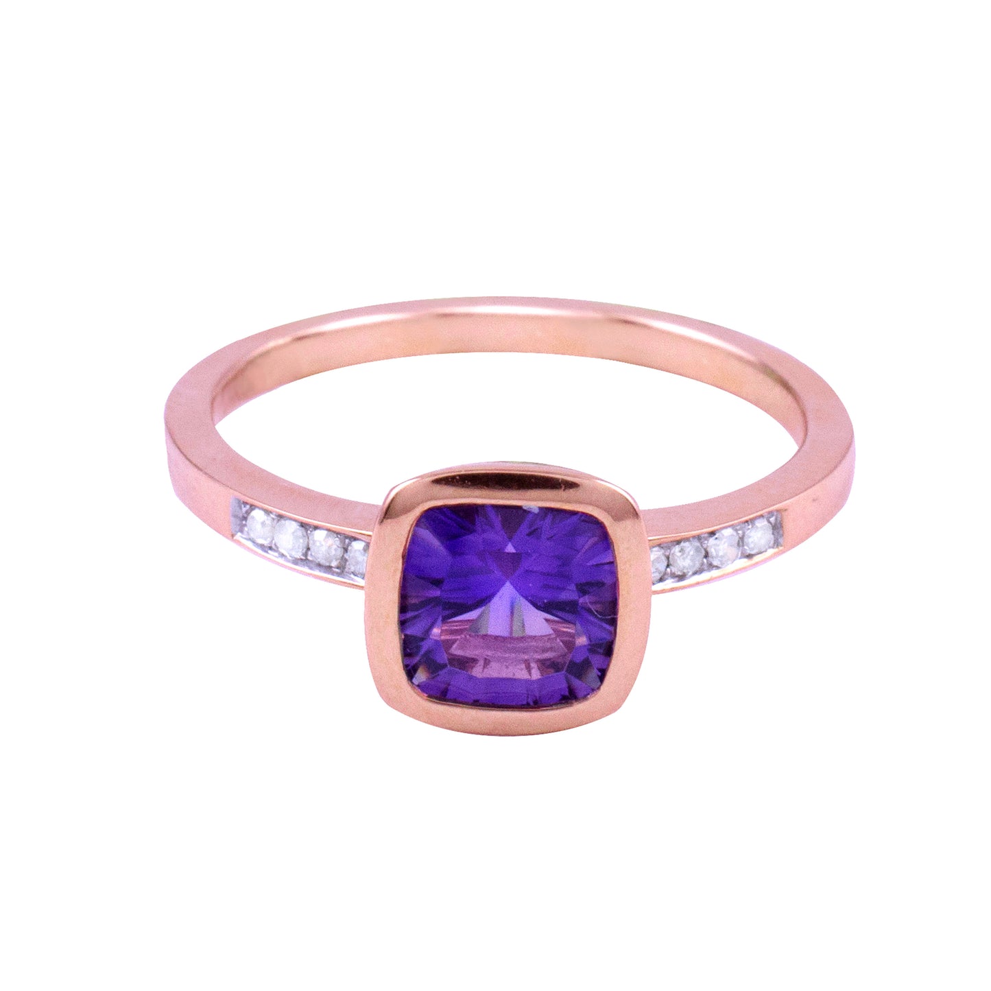 14k Amethyst Diamond Ring