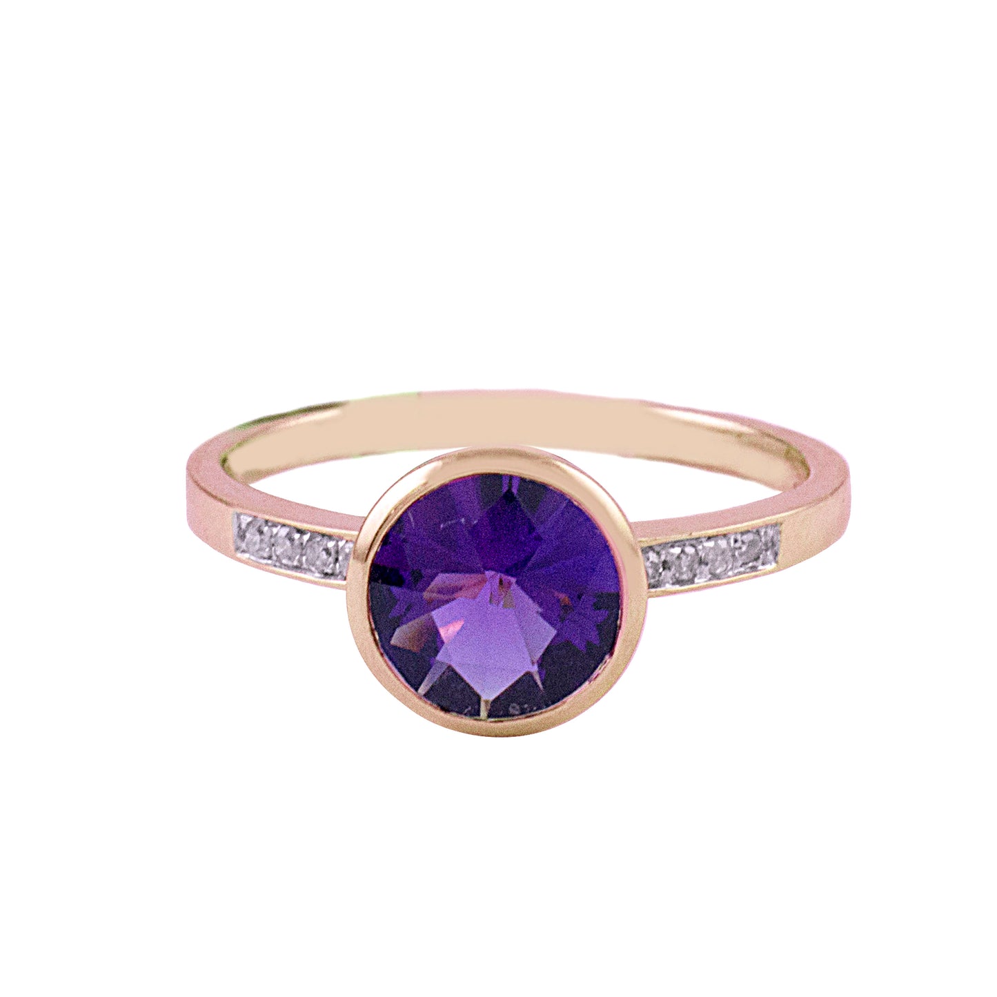 14k Amethyst Diamond Ring