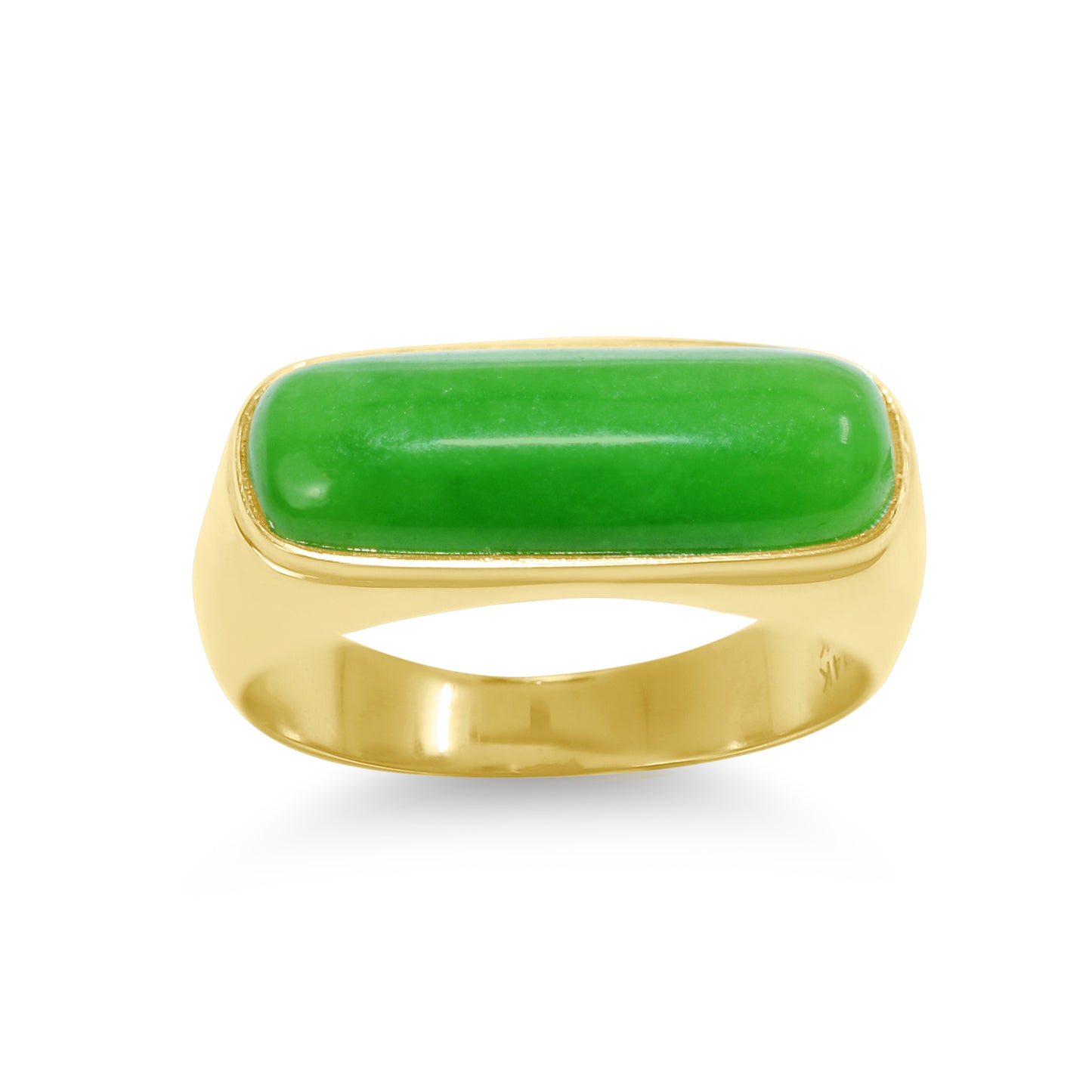 14k Green Jade Cushion Ring