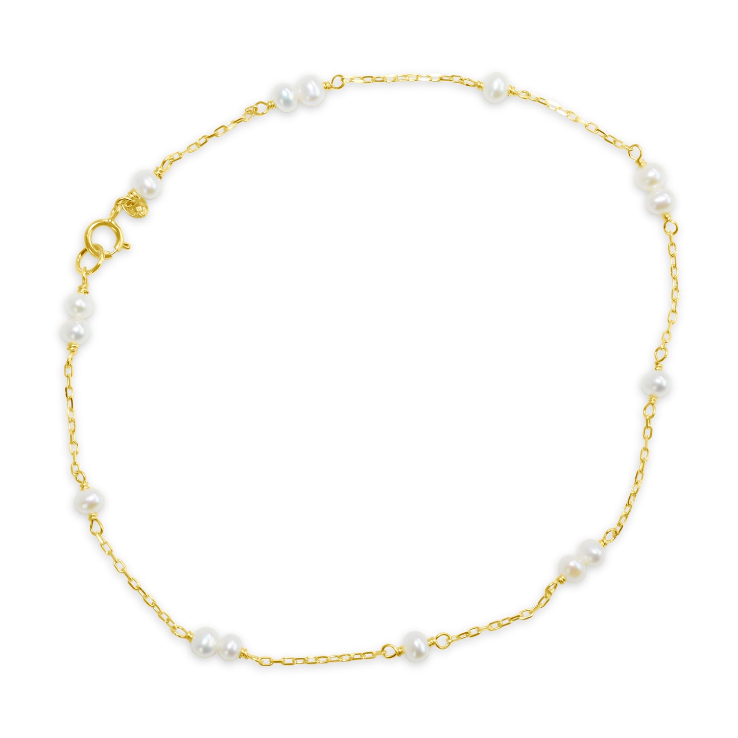 14k White Freshwater Pearl Anklet 9.5"