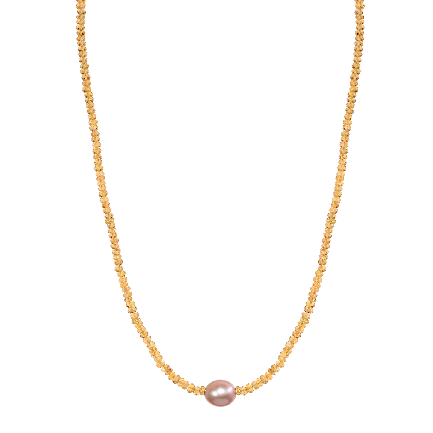 14k Gemstone Freshwater Pearl Center Necklace 17"