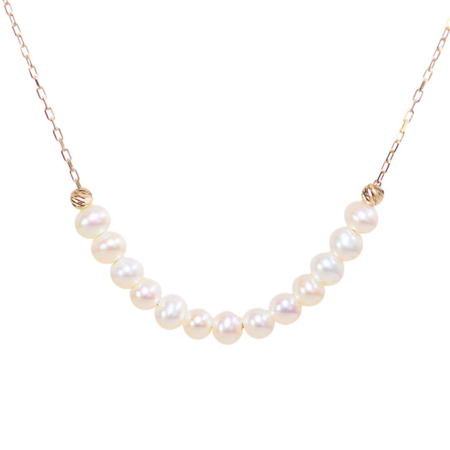 14k Yellow Gold White Pearl Center Slider Necklace 17"