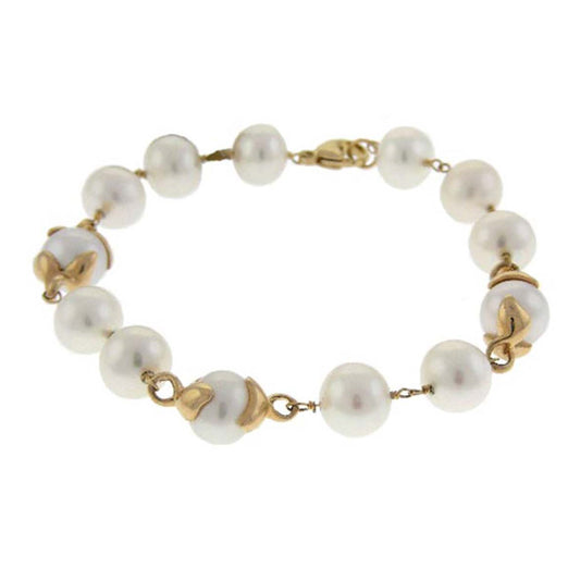 14k White Freshwater Pearl Bracelet 7.75"