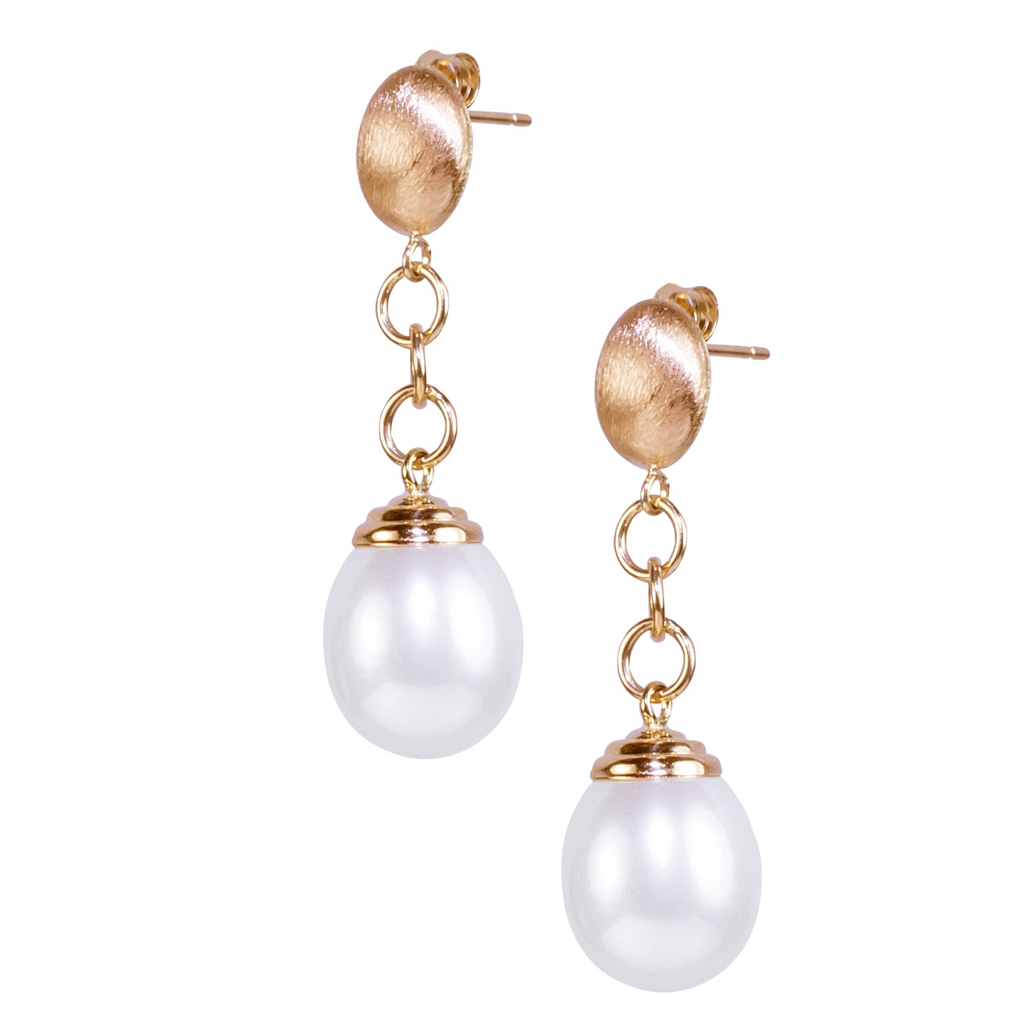 14k White Freshwater Pearl Post Dangle Earring