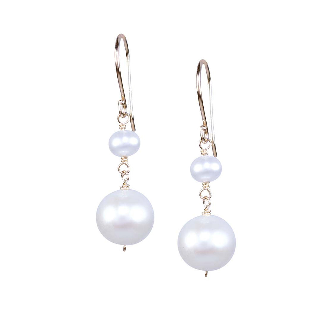 14k White Freshwater Pearl Hook Dangle Earring