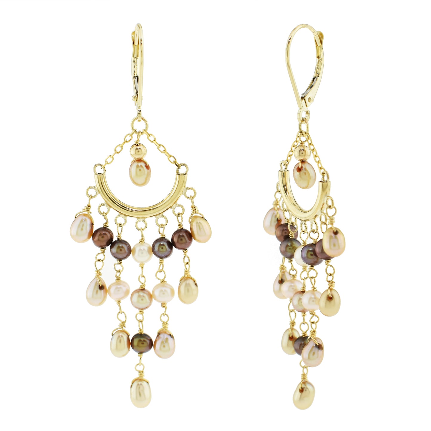 14k Champagne Freshwater Pearl Chandelier Dangle Earring