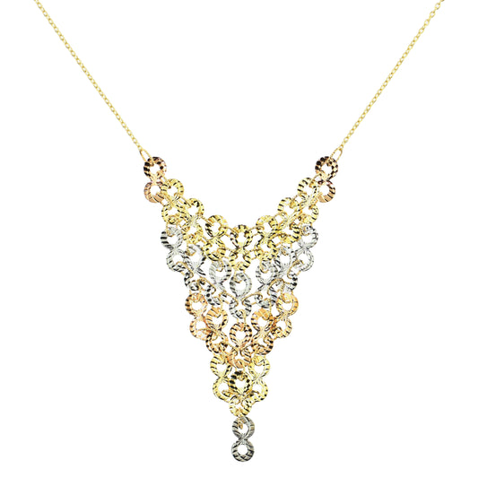 Séchic 14k Rose, White & Yellow Gold Infinity Netted 3 Tone Necklace 18"