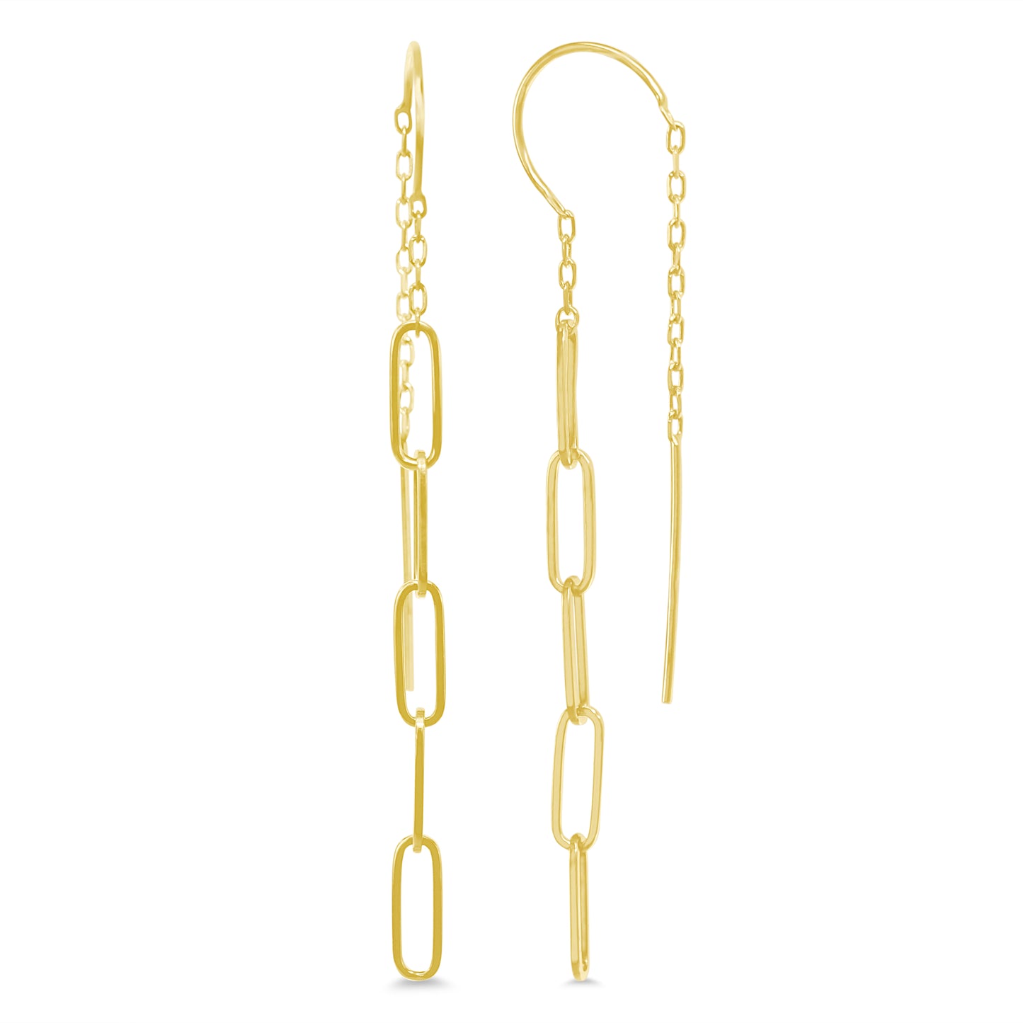 14k Paperclip Chain Threader Earring