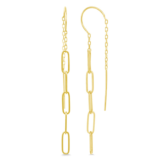 14k Paperclip Chain Threader Earring